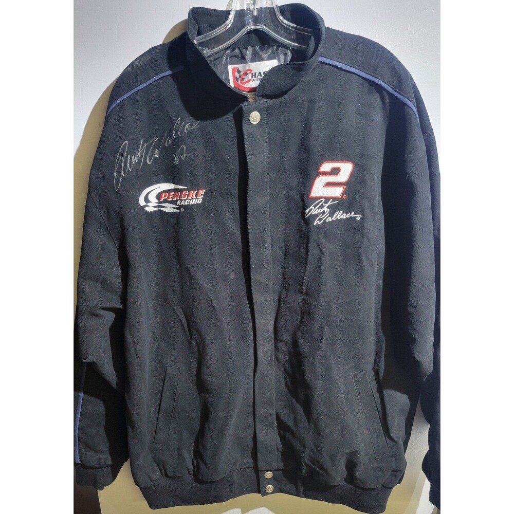 Vintage NASCAR RUSTY WALLACE Chase Authentics Miller Lite Jacket Black Size XL